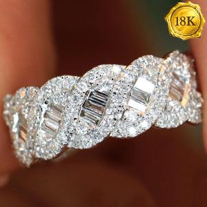 LUXURY COLLECTION ! 1.10 CT GENUINE DIAMOND 18KT SOLID GOLD RING