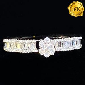 LUXURY COLLECTION ! 0.33 CT GENUINE DIAMOND 18KT SOLID GOLD RING