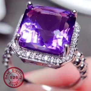 NEW!! 2.50 CT AMETHYST & CREATED WHITE TOPAZ 925 STERLING SILVER RING