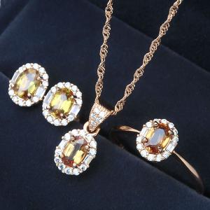NEW!! EXCLUSIVE GENUINE ORANGE SAPPHIRE & WHITE TOPAZ 925 STERLING SILVER RING EARRINGS & PENDANT JEWELRY SET