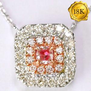 LUXURY COLLECTION ! (CERTIFICATE REPORT) 0.35 CTW GENUINE PINK DIAMOND & GENUINE DIAMOND 18KT SOLID GOLD NECKLACE
