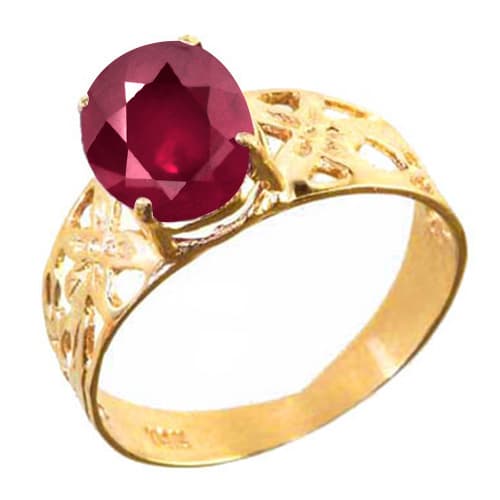 1.55 CT EUROPEAN RUBY 10K YELLOW SOLID GOLD RING