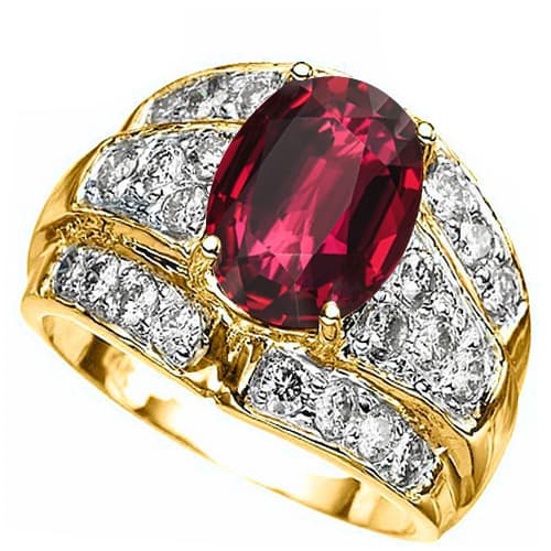 4.25 CT RUBY DIAMOND 14K YELLOW SOLID GOLD RING