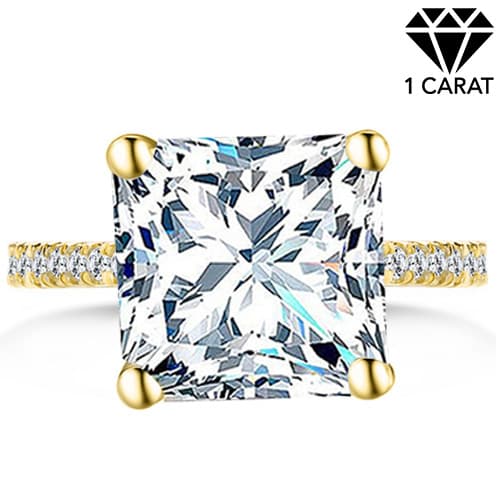 (Certificate) 1.32 CT MOISSANITE & GENUINE DIAMOND 10K YELLOW SOLID GOLD RING