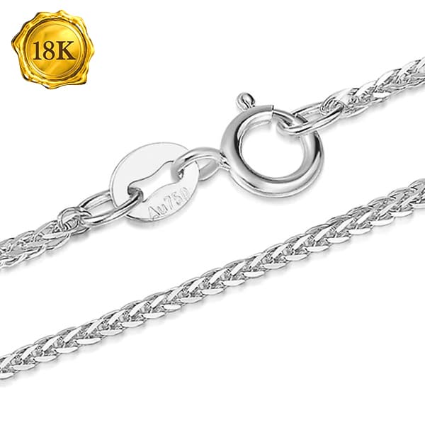 18K WHITE SOLID GOLD WHEAT CHAIN NECKLACE