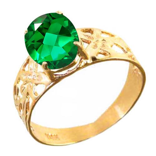1.55 CT EUROPEAN EMERALD 10K YELLOW SOLID GOLD RING