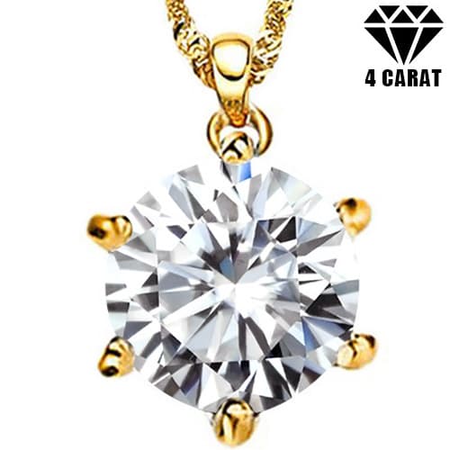 4 CT MOISSANITE 10K YELLOW SOLID GOLD PENDANT
