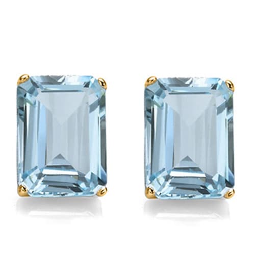 8.03 CT BLUE TOPAZ 10K YELLOW SOLID GOLD EARRINGS