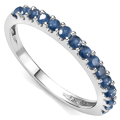 0.50 CT GENUINE SAPPHIRE 10K WHITE SOLID GOLD RING