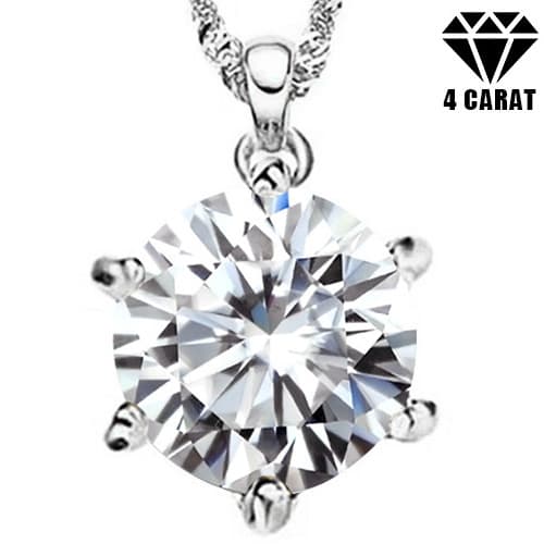 4 CT MOISSANITE 10K WHITE SOLID GOLD PENDANT