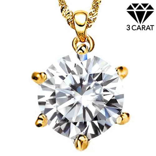 3 CT MOISSANITE 10K YELLOW SOLID GOLD PENDANT