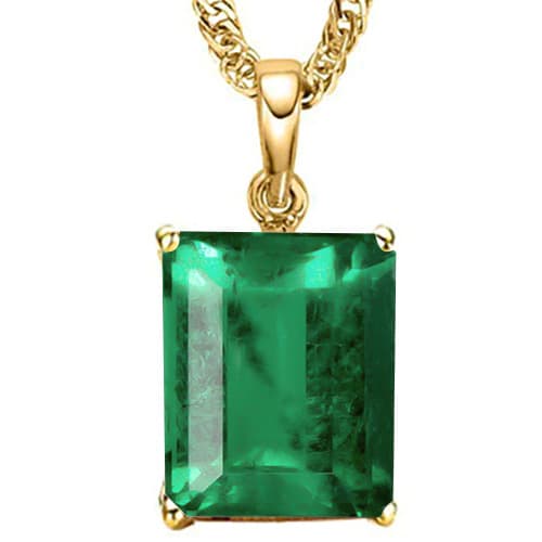 1.00 CT GENUINE EMERALD 10K YELLOW SOLID GOLD PENDANT