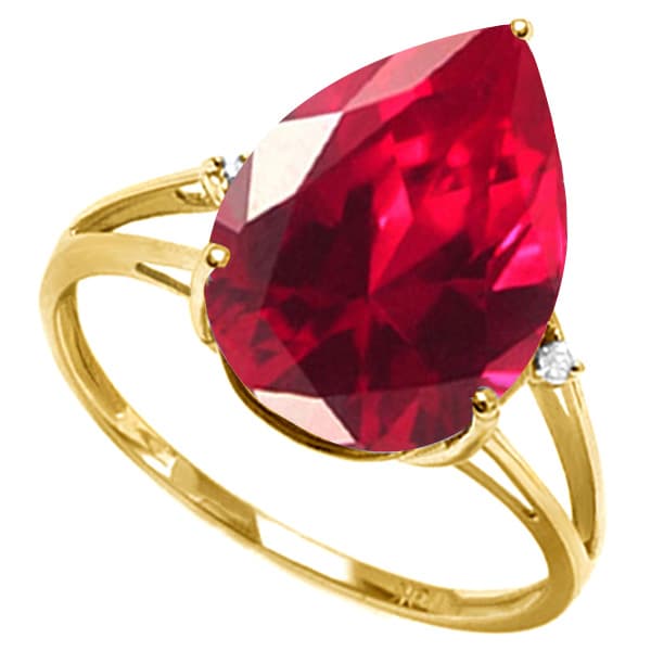 7.11 CT EUROPEAN RUBY & GENUINE DIAMOND 10K YELLOW SOLID GOLD RING