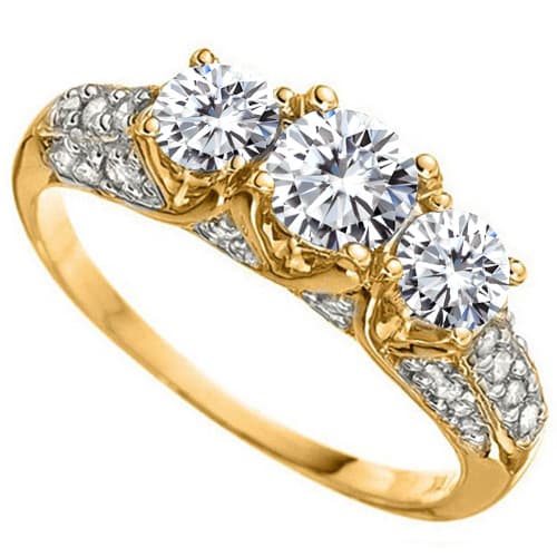 (Certificate) 1.17 CT MOISSANITE 10K YELLOW SOLID GOLD RING