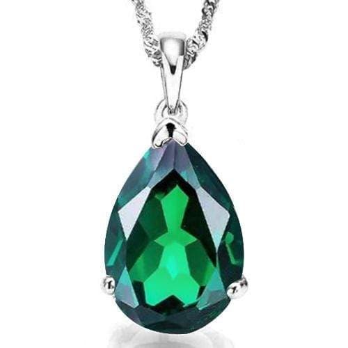 0.61 CT GENUINE EMERALD 10K WHITE SOLID GOLD PENDANT