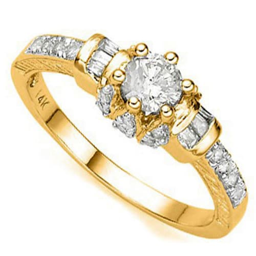 0.48 CT GENUINE DIAMOND 14K YELLOW SOLID GOLD RING