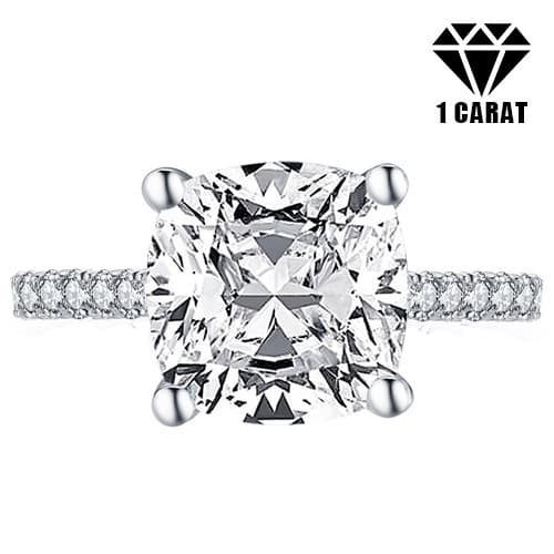(Certificate) 1.12 CT MOISSANITE & GENUINE DIAMOND 14K WHITE SOLID GOLD RING