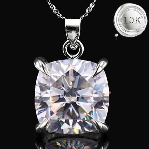(Certificate) 1.00 CT MOISSANITE 10K WHITE SOLID GOLD PENDANT