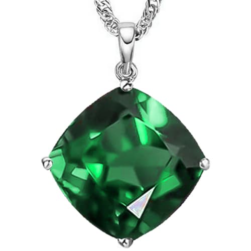 0.83 CT EUROPEAN EMERALD 10K WHITE SOLID GOLD PENDANT