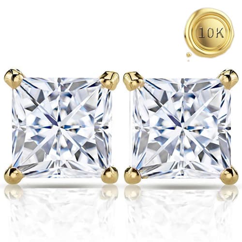 2.00 CT MOISSANITE 10K YELLOW SOLID GOLD EARRINGS