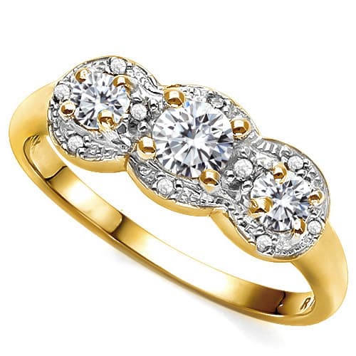 0.58 CT MOISSANITE & GENUINE DIAMOND 10K YELLOW SOLID GOLD RING