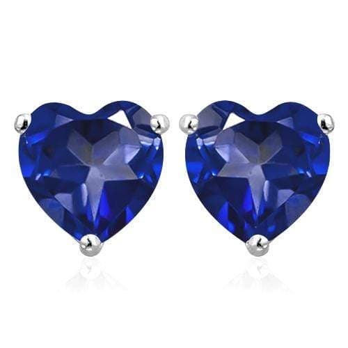 2.86 CT LAB TANZANITE 10K WHITE SOLID GOLD EARRINGS