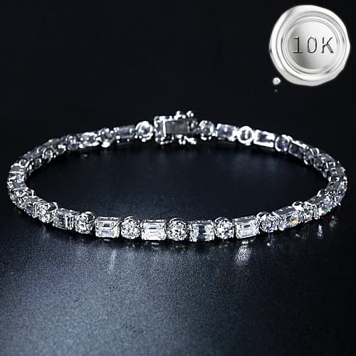 8.10 CT MOISSANITE 10K WHITE SOLID GOLD BRACELET
