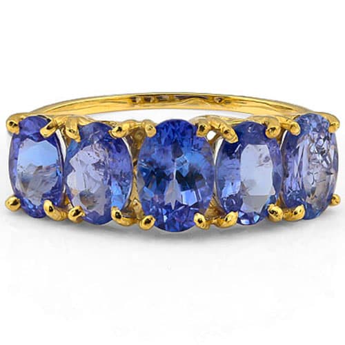 1.86 CT TANZANITE 10K YELLOW SOLID GOLD RING