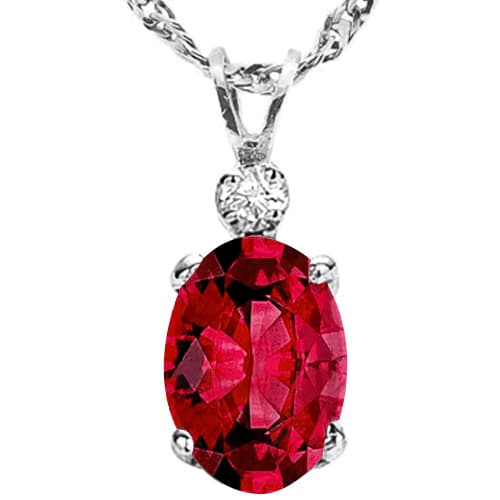 0.52 CT EUROPEAN RUBY & GENUINE DIAMOND 10K WHITE SOLID GOLD PENDANT