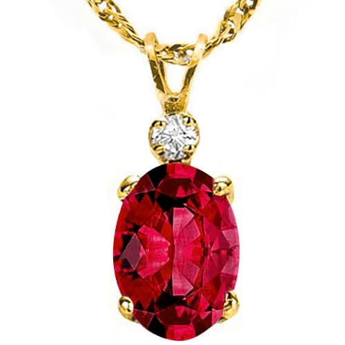 0.52 CT EUROPEAN RUBY & GENUINE DIAMOND 10K YELLOW SOLID GOLD PENDANT