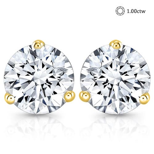 1.00 CT LAB GROWN DIAMOND 14K YELLOW SOLID GOLD EARRINGS