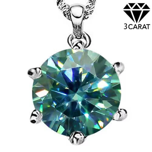3 CT BLUE MOISSANITE 10K WHITE SOLID GOLD PENDANT