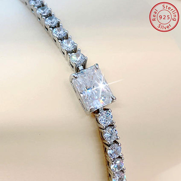 (CERTIFICATE REPORT) 2.00 CTS DIAMOND MOISSANITE (RADIANT CUT/VVS) & 3 CTS DIAMOND MOISSANITE 925 STERLING SILVER TENNIS BRACELET