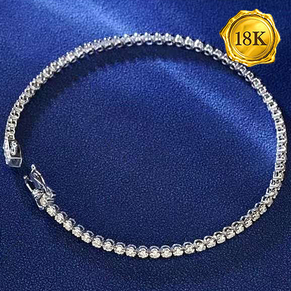 (CERTIFICATE REPORT) 1.00 CT GENUINE DIAMOND 18KT SOLID GOLD TENNIS BRACELET