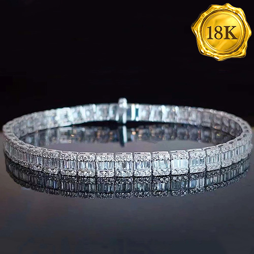 LUXURY COLLECTION ! 3.65 CT GENUINE DIAMOND 18KT SOLID GOLD BRACELET