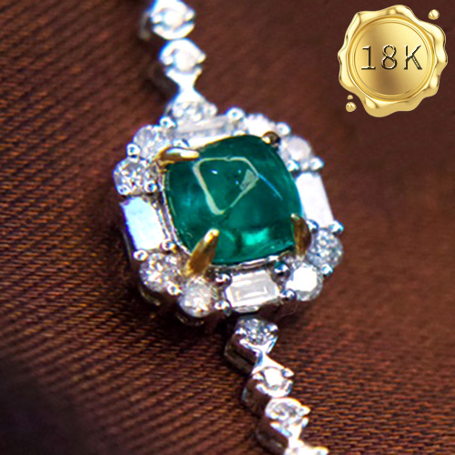 LUXURY COLLECTION ! (CERTIFICATE REPORT) 0.50 CT GENUINE EMERALD & 0.30 CT GENUINE DIAMOND 18KT SOLID GOLD BRACELET