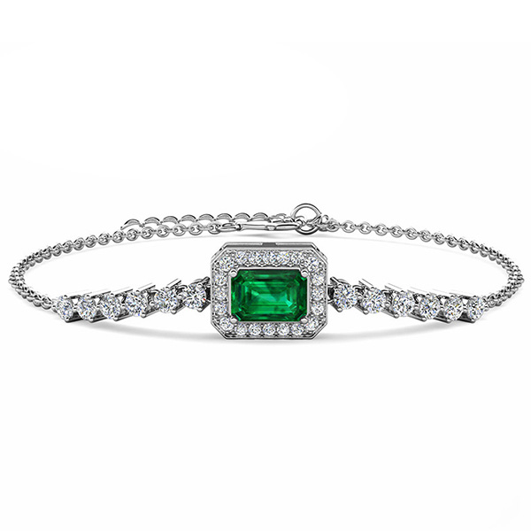 NEW! 0.60 CT LAB EMERALD 925 STERLING SILVER BRACELET