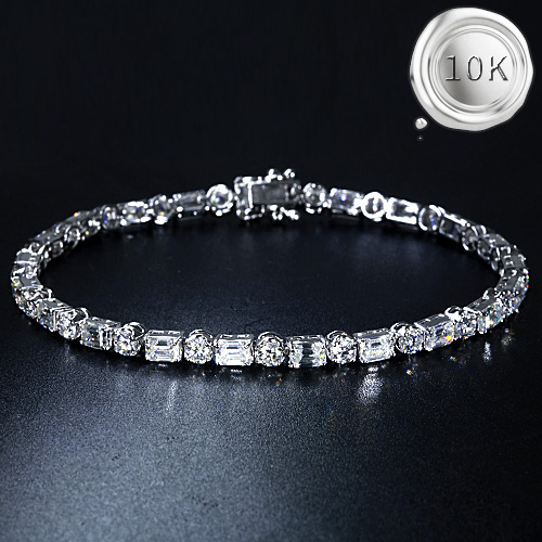 DAZZLING ! 8.10 CT DIAMOND MOISSANITE (G-H/VVS) 10KT SOLID GOLD TENNIS BRACELET