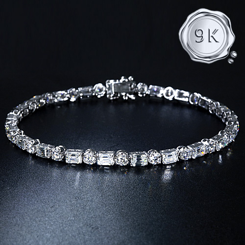 GLAMOROUS ! 8.10 CT DIAMOND MOISSANITE (G-H/VVS) 9KT SOLID GOLD TENNIS BRACELET