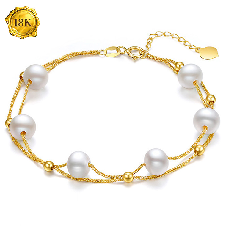 Jewelryroom.com - 7 INCHES AU750 18K SOLID GOLD FRESHWATER PEARLS 