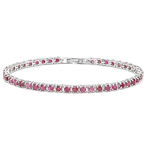 5.57 CT RUBY 925 STERLING SILVER TENNIS BRACELET