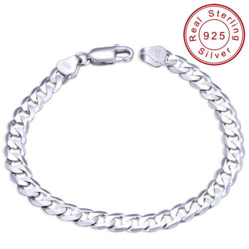 PURE 925 ITALY STERLING SILVER FIGARO MENS BRACELET 925 STERLING SILVER BRACELET