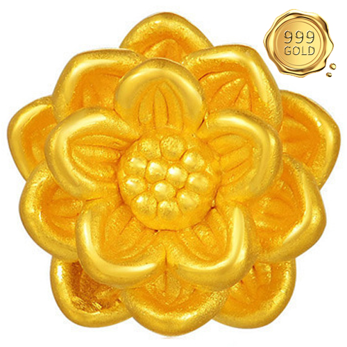 AWESOME ! 999 PURE GOLD LOTUS 24KT SOLID GOLD CHARM