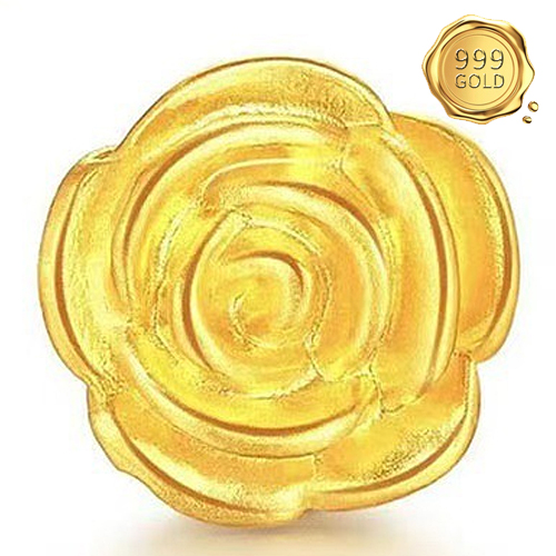 AWESOME ! 999 PURE GOLD ROSE 24KT SOLID GOLD CHARM
