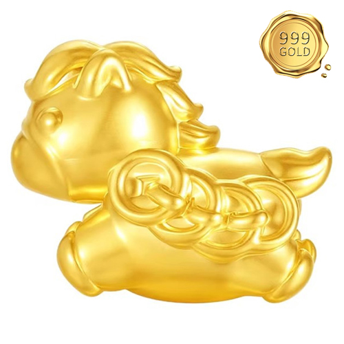 AWESOME ! 999 PURE GOLD LUCKY HORSE 24KT SOLID GOLD CHARM