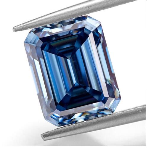 (CERTIFICATE REPORT) 1.00 CT BLUE DIAMOND MOISSANITE (VVS) EMERALD CUT LOOSE