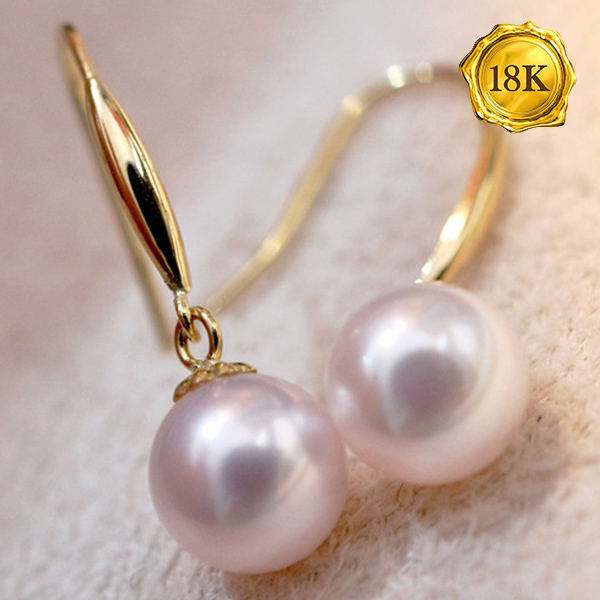 EXCLUSIVE ! RARE 6-7MM SAKURA PINK JAPAN AKOYA PEARLS 18KT SOLID GOLD EARRINGS