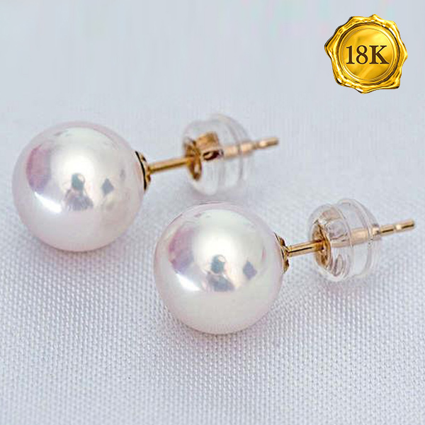 EXCLUSIVE ! RARE 6-7MM SAKURA PINK JAPAN AKOYA PEARLS 18KT SOLID GOLD EARRINGS STUD