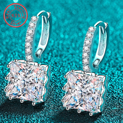 (CERTIFICATE REPORT) 2.00 CT DIAMOND MOISSANITE (VVS) 925 STERLING SILVER DANGLE EARRINGS