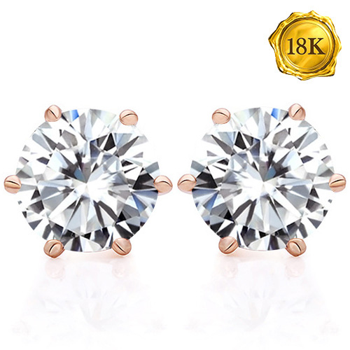 (CERTIFICATE REPORT) ! 1.00 CT DIAMOND MOISSANITE (D / VVS) 14KT SOLID GOLD EARRINGS STUDS